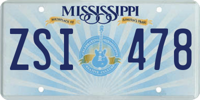 MS license plate ZSI478
