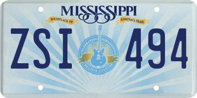 MS license plate ZSI494