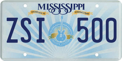 MS license plate ZSI500