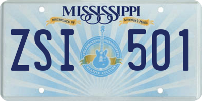 MS license plate ZSI501