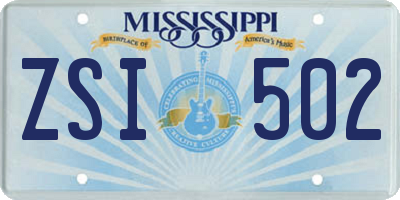MS license plate ZSI502
