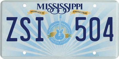 MS license plate ZSI504