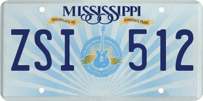 MS license plate ZSI512