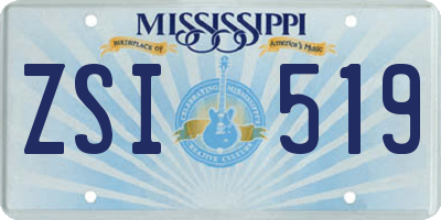 MS license plate ZSI519