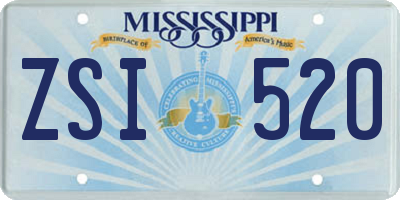 MS license plate ZSI520