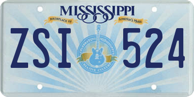 MS license plate ZSI524