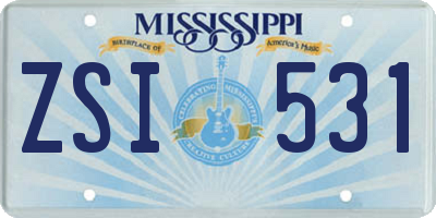 MS license plate ZSI531