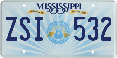 MS license plate ZSI532