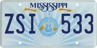 MS license plate ZSI533