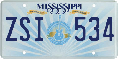 MS license plate ZSI534