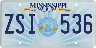 MS license plate ZSI536