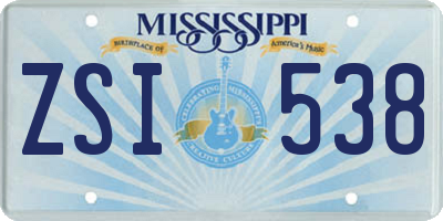 MS license plate ZSI538