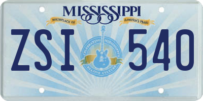 MS license plate ZSI540