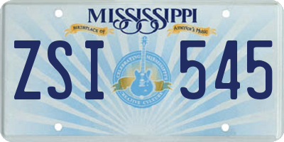 MS license plate ZSI545