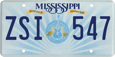 MS license plate ZSI547