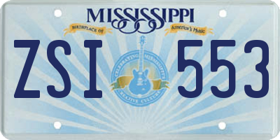 MS license plate ZSI553