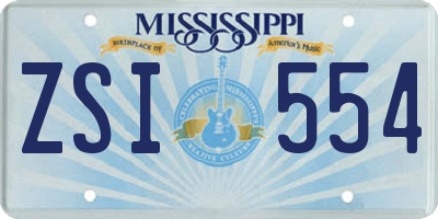 MS license plate ZSI554