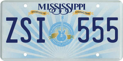 MS license plate ZSI555