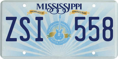 MS license plate ZSI558