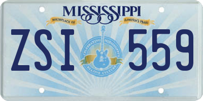 MS license plate ZSI559