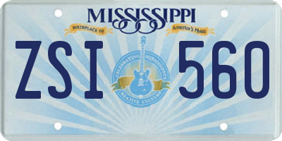 MS license plate ZSI560