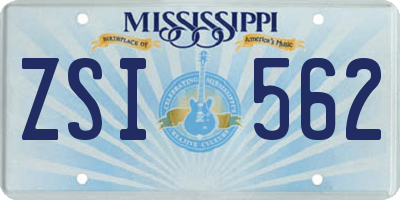 MS license plate ZSI562