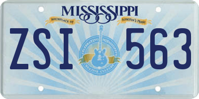 MS license plate ZSI563