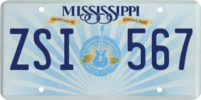 MS license plate ZSI567