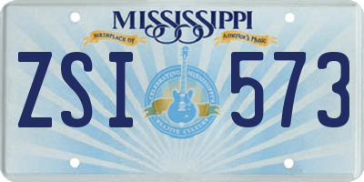 MS license plate ZSI573