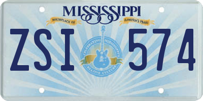 MS license plate ZSI574