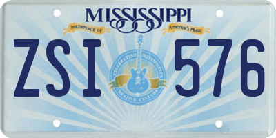 MS license plate ZSI576