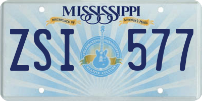 MS license plate ZSI577