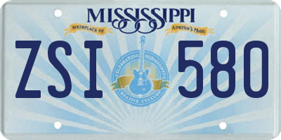 MS license plate ZSI580