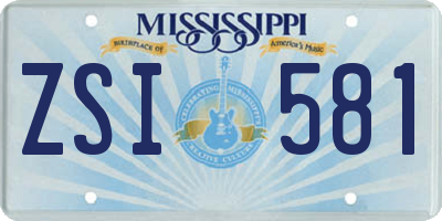 MS license plate ZSI581