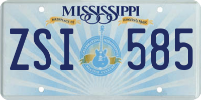 MS license plate ZSI585