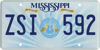 MS license plate ZSI592
