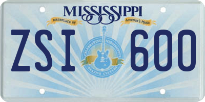 MS license plate ZSI600