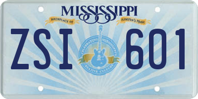 MS license plate ZSI601