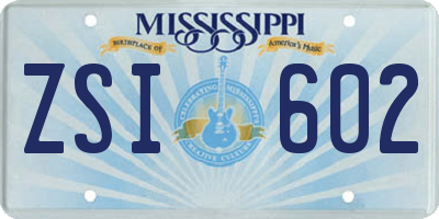 MS license plate ZSI602