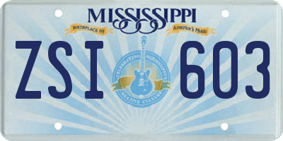 MS license plate ZSI603