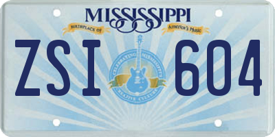MS license plate ZSI604