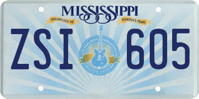 MS license plate ZSI605