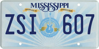 MS license plate ZSI607