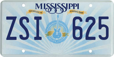 MS license plate ZSI625