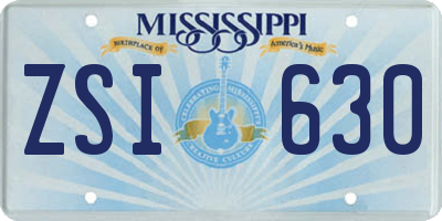 MS license plate ZSI630
