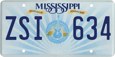 MS license plate ZSI634