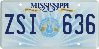 MS license plate ZSI636