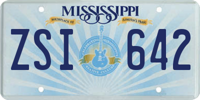 MS license plate ZSI642