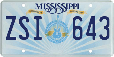 MS license plate ZSI643