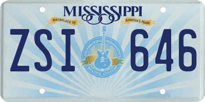 MS license plate ZSI646
